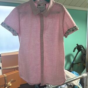 Youth size 9/10 Cute Denim & Flower button up shirt